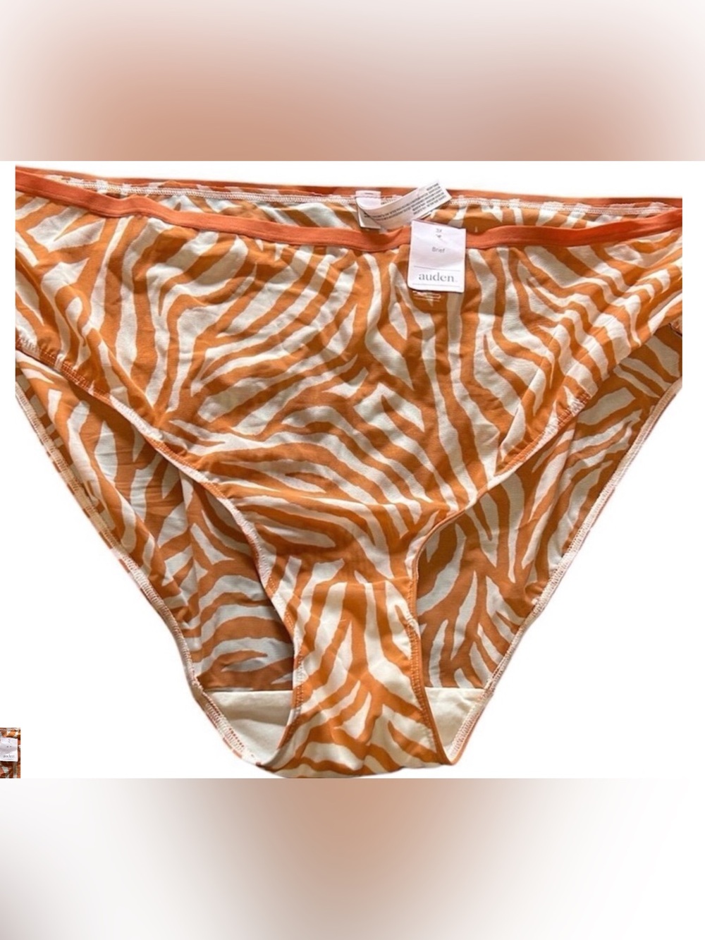 Auden Orange and Cream Zebra-Print Bikini Briefs